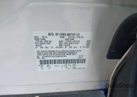 2016 Ford Edge Sel from USA, damaged, VIN 2FMPK3J9XGBB29780